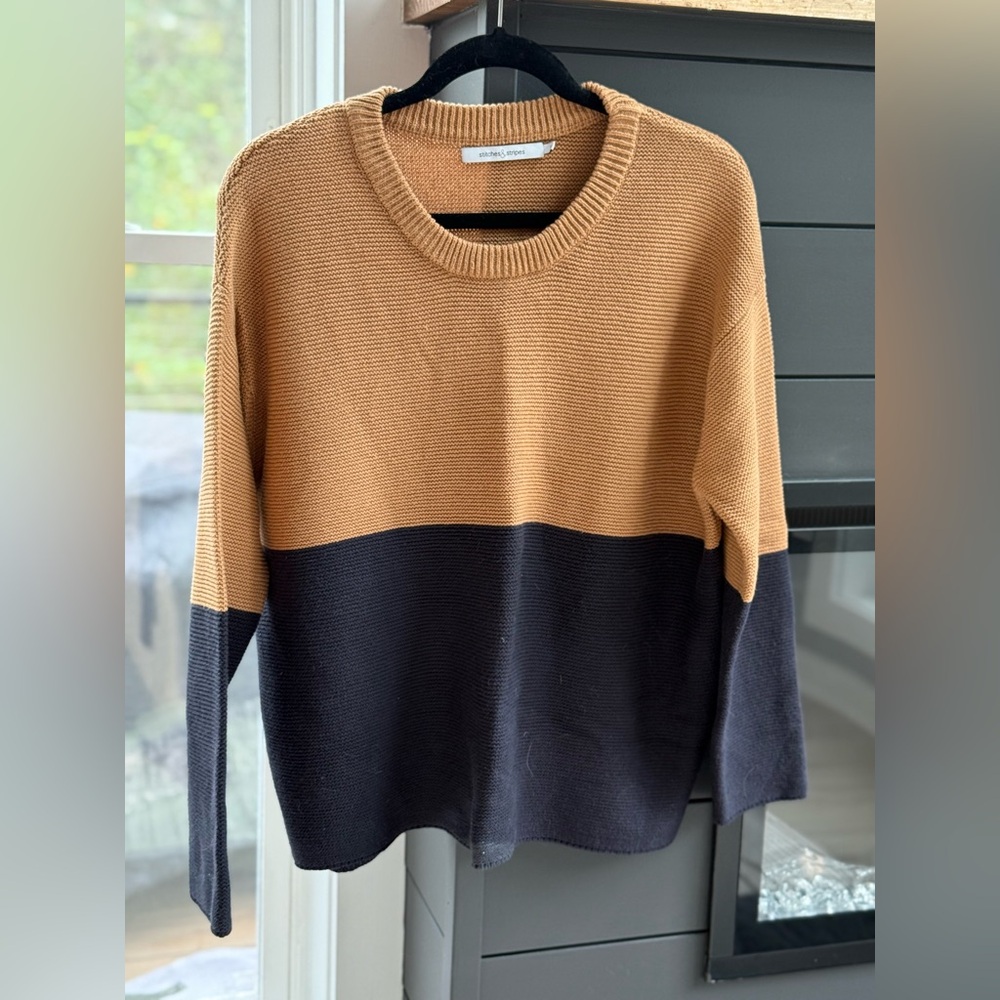 Colorblock Sweater - Tan and Black